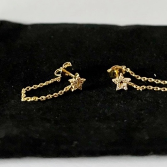 NWT Adornia Pave Swarovski Crystal Star Front & Back Draped Chain Stud E… - Picture 7 of 9